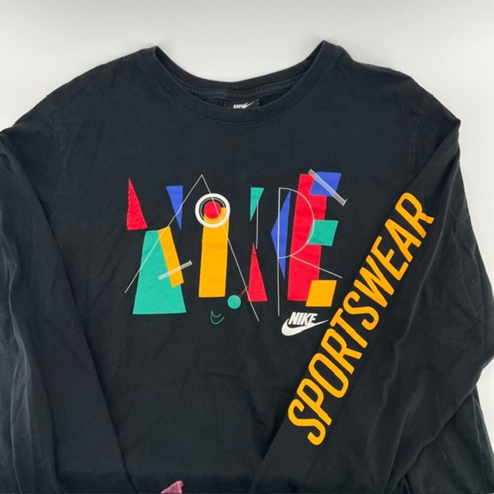Nike Air Sportswear Long Sleeve T Shirt Adult XL Black Colorblock Retro Style
